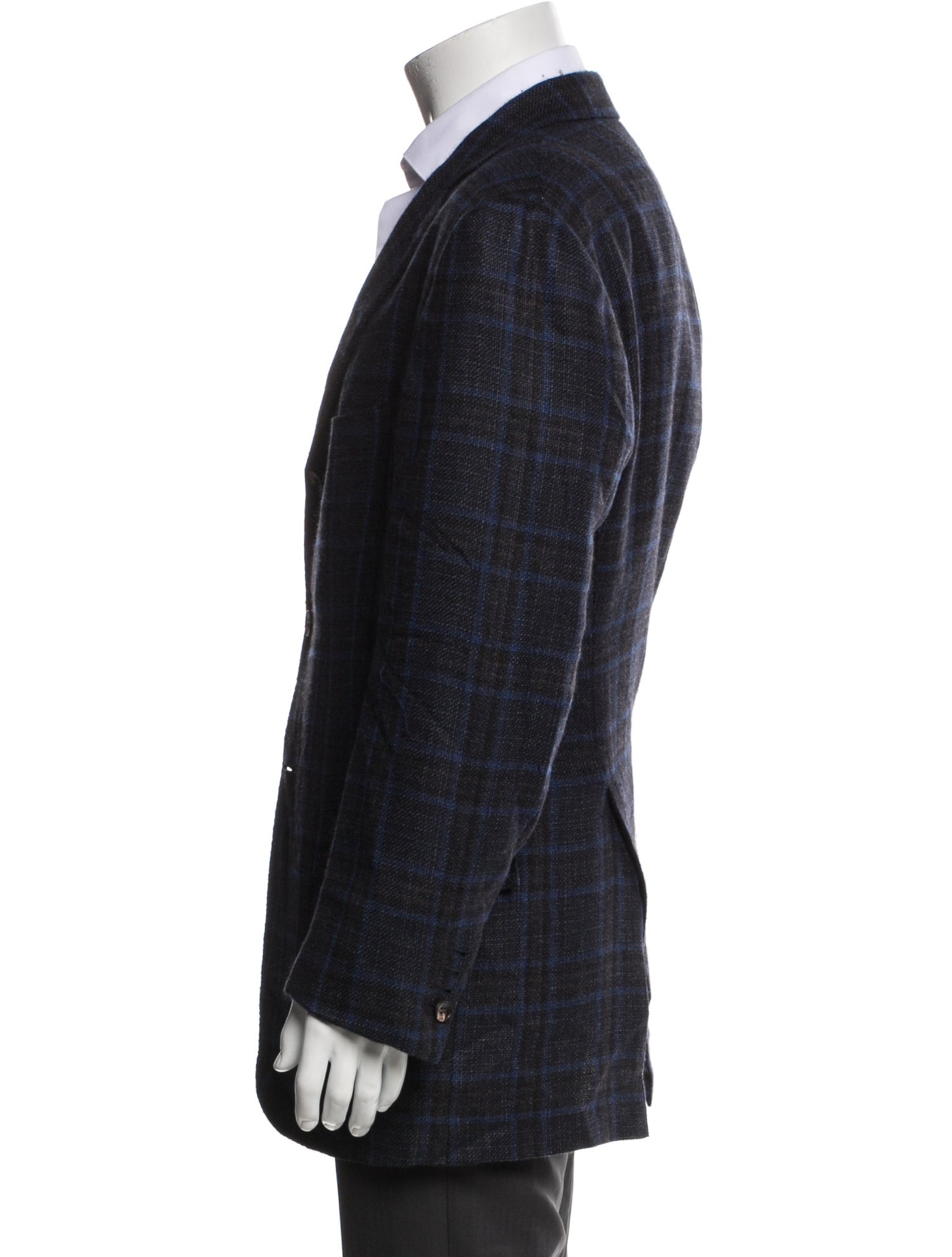 Kiton Cashmere Plaid Print Blazer
