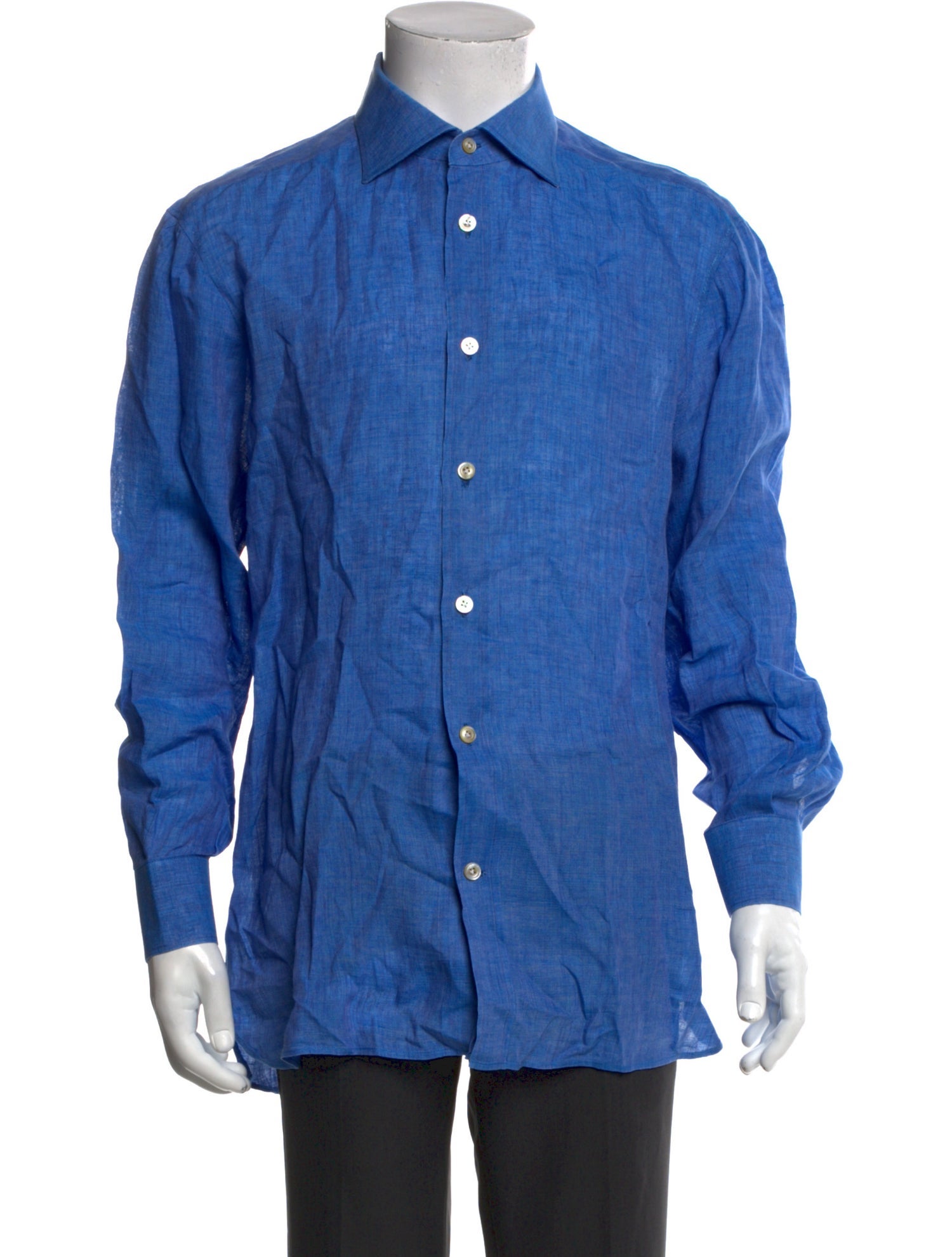 Kiton Linen Long Sleeve Dress Shirt