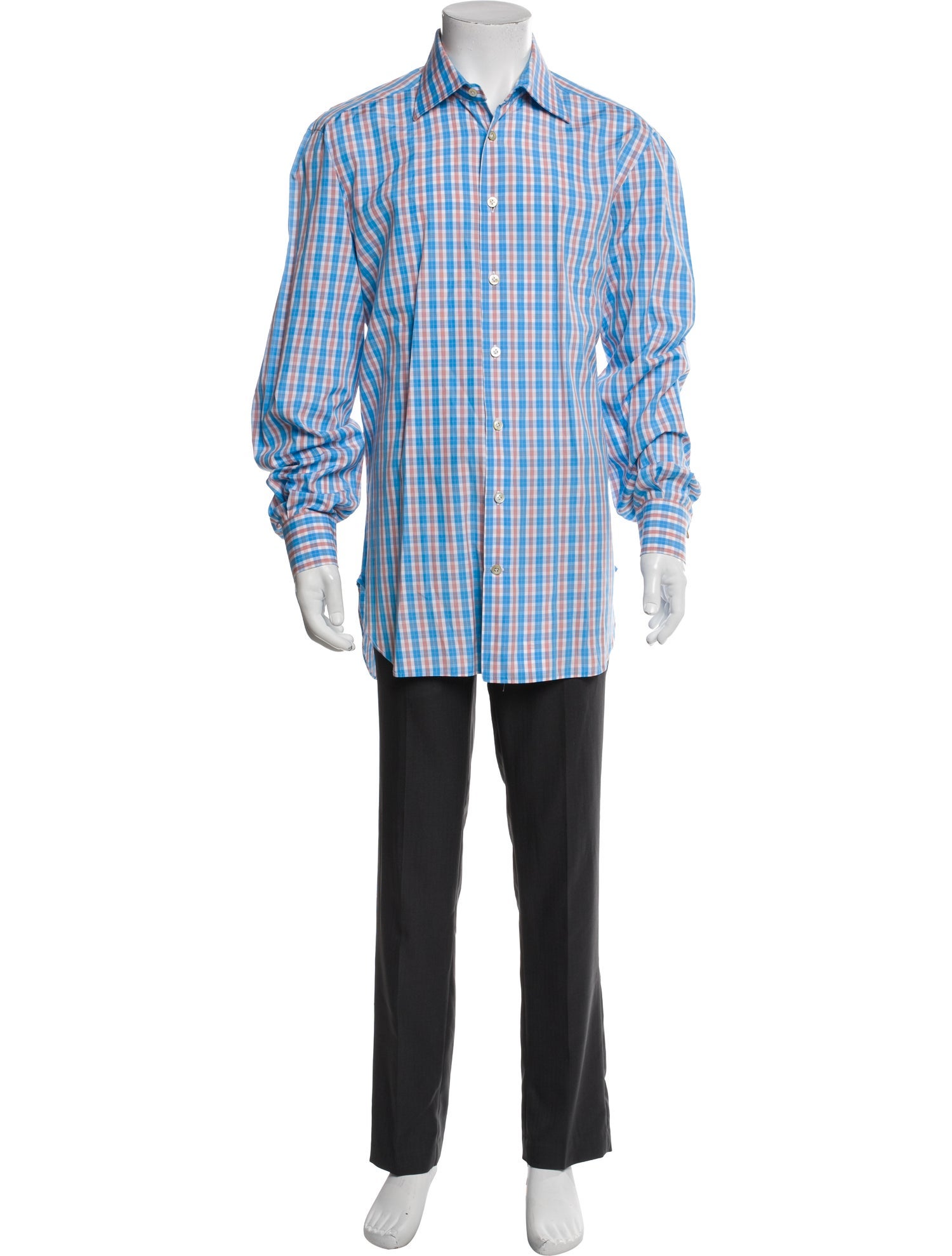 Kiton Plaid Print Long Sleeve Shirt