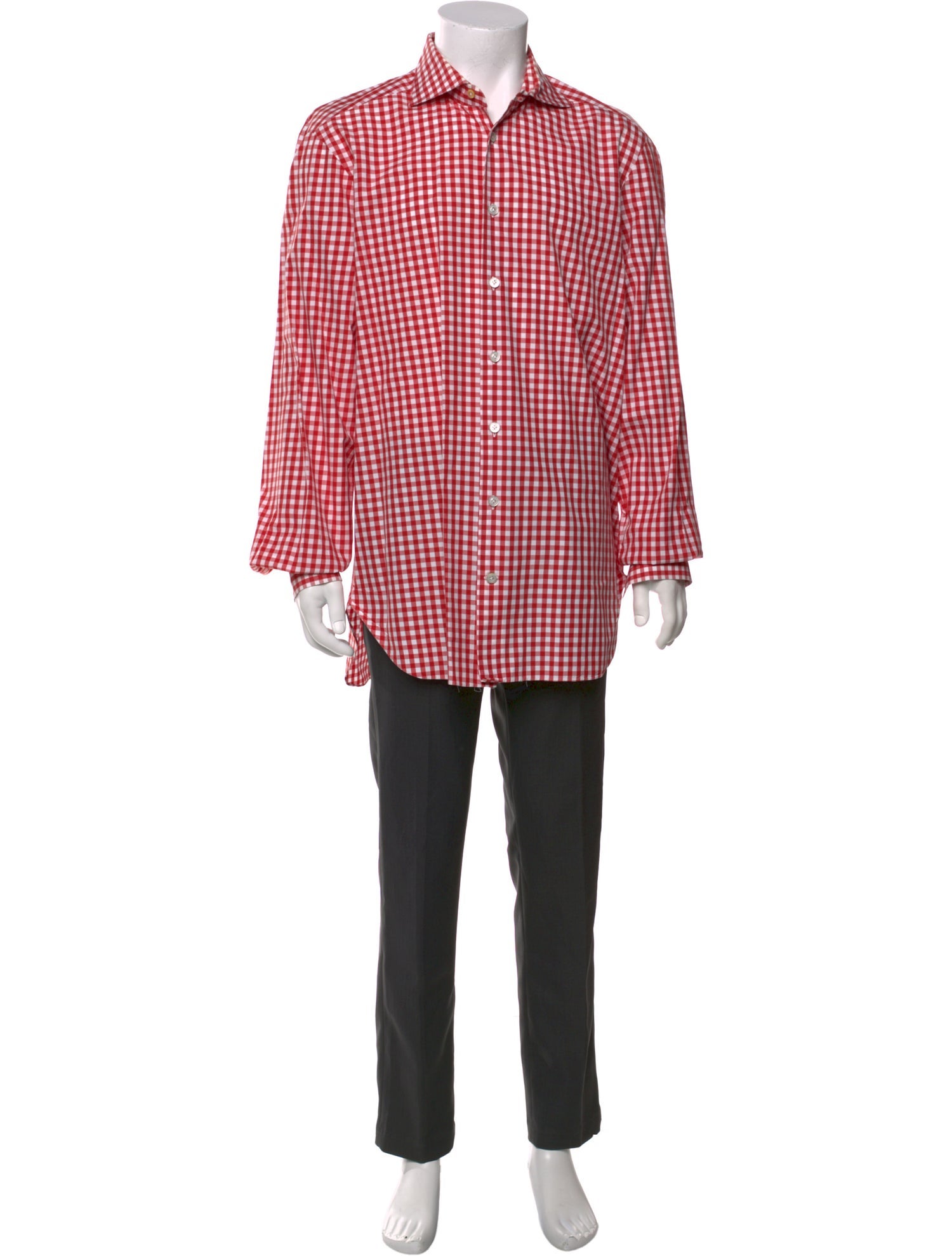 Kiton Plaid Print Long Sleeve Dress Shirt