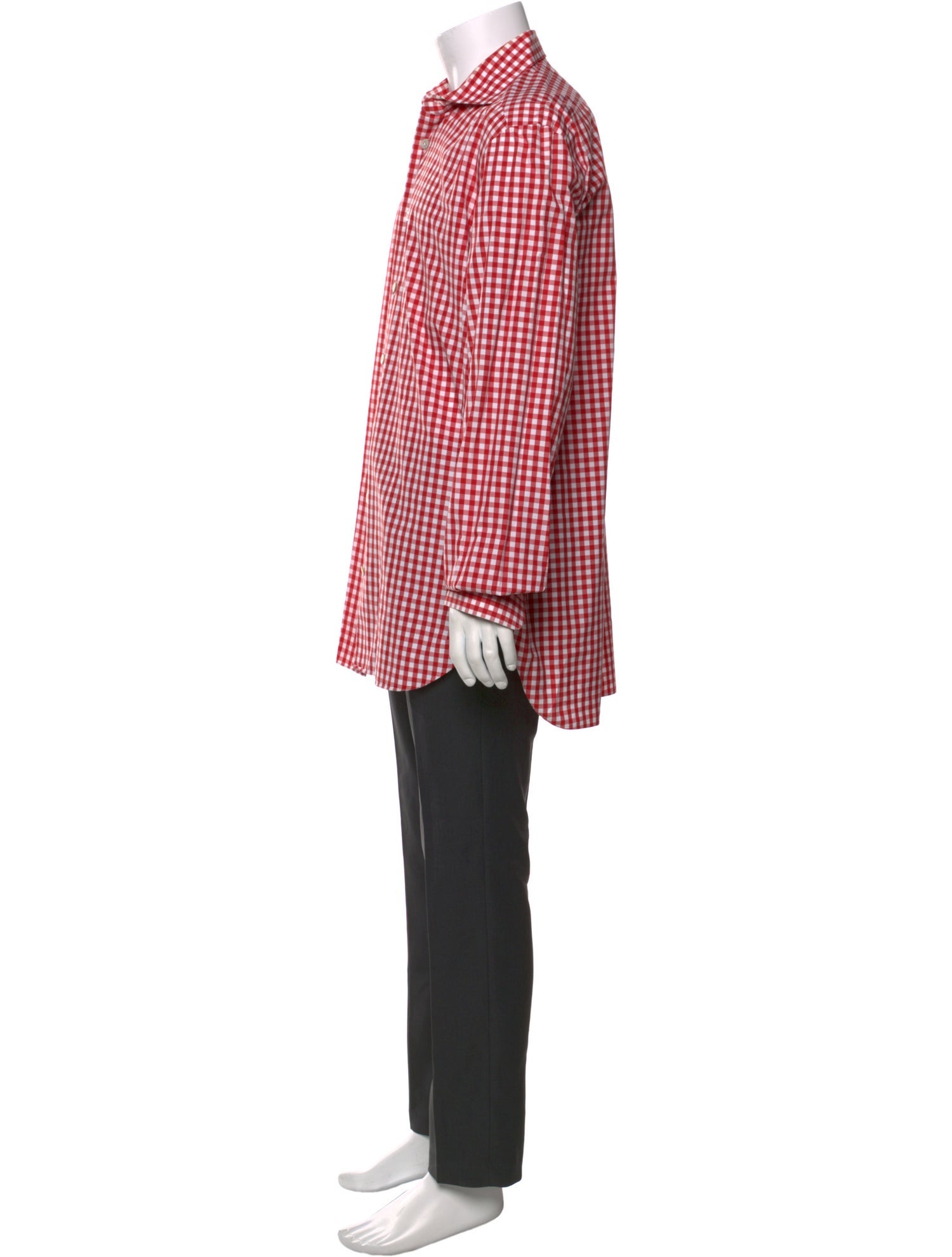 Kiton Plaid Print Long Sleeve Dress Shirt