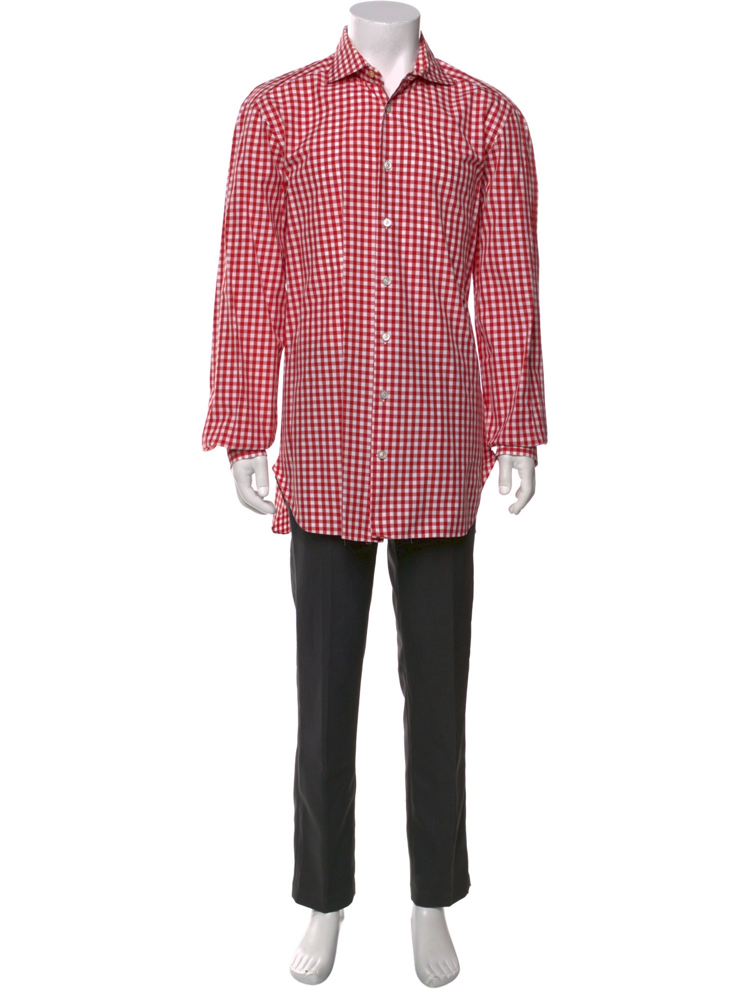 Kiton Plaid Print Long Sleeve Dress Shirt