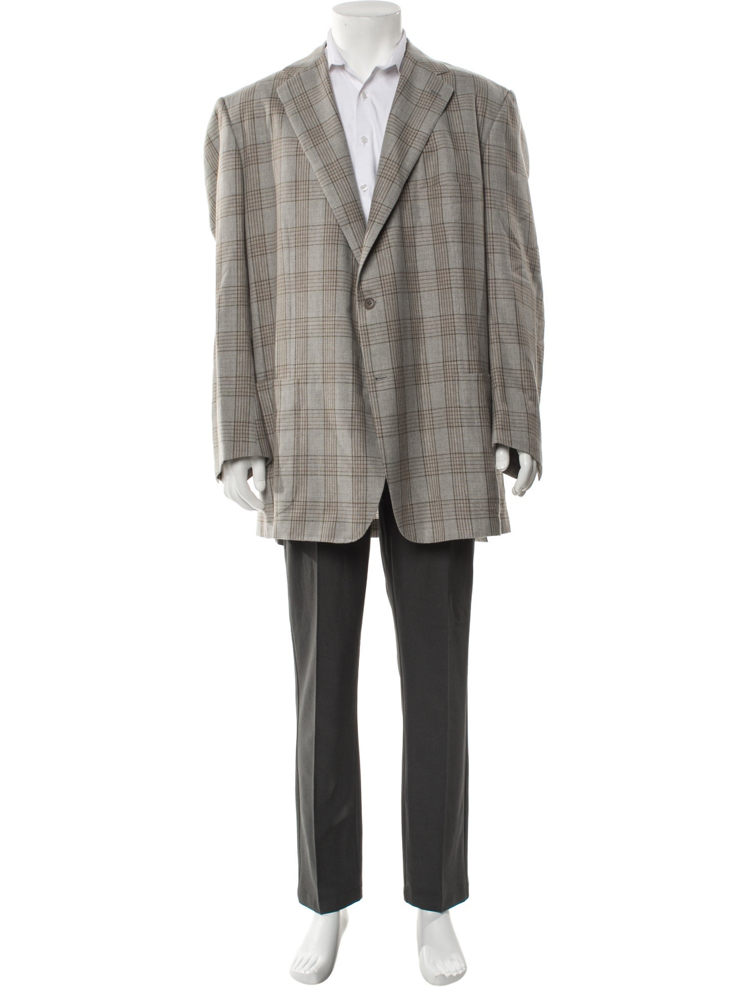 Kiton Wool Plaid Print Blazer