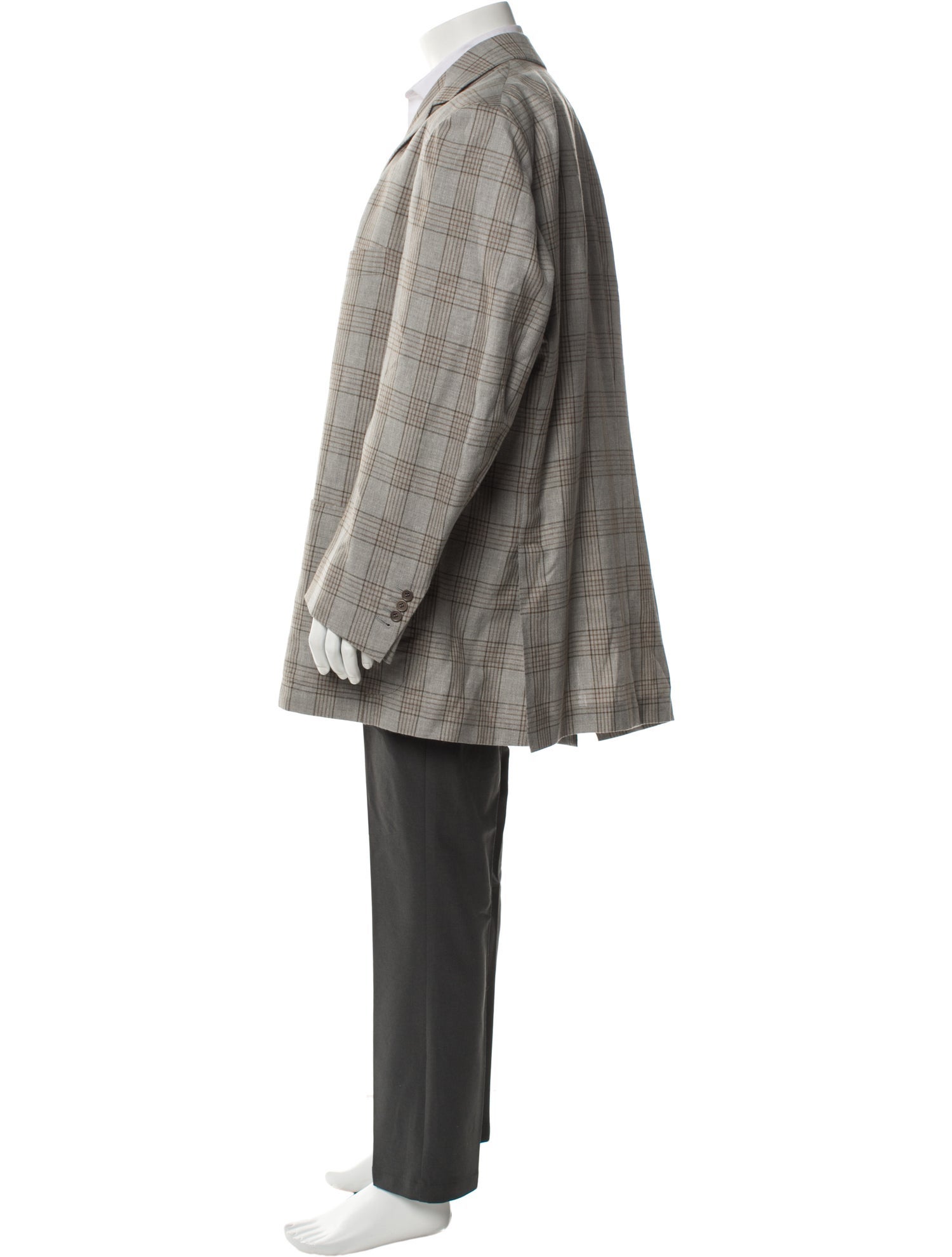 Kiton Wool Plaid Print Blazer