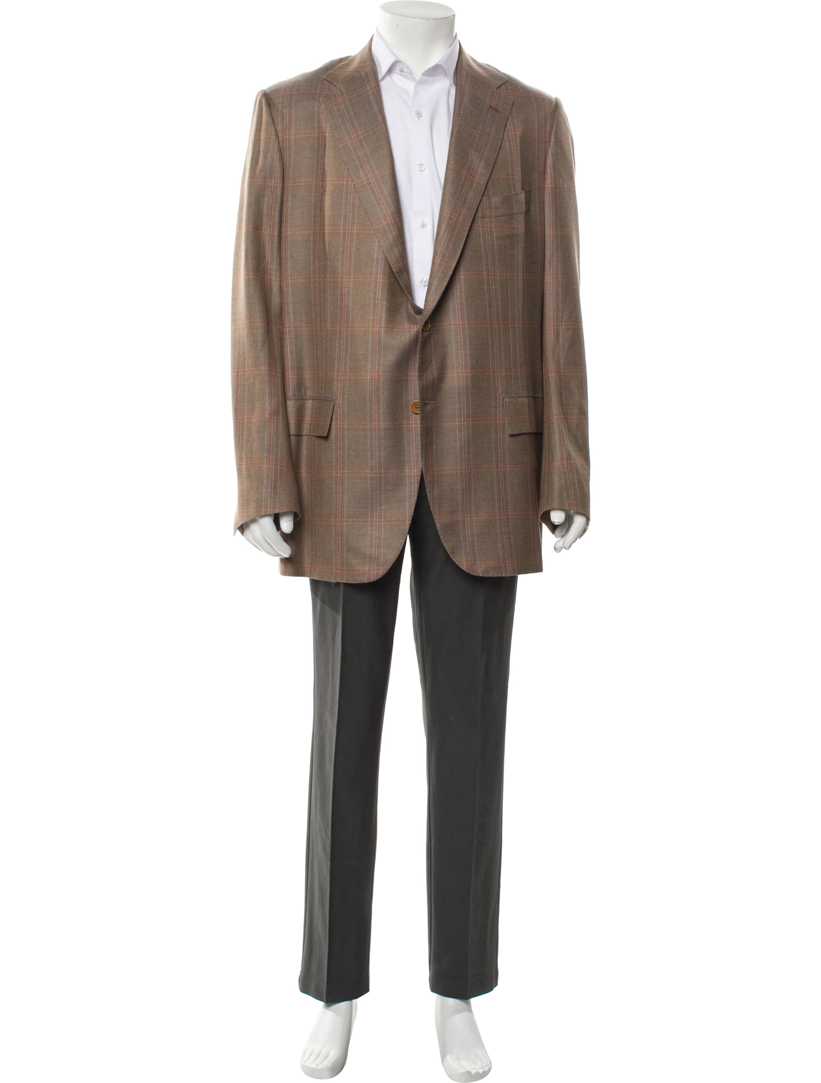 Kiton Cashmere Plaid Print Blazer