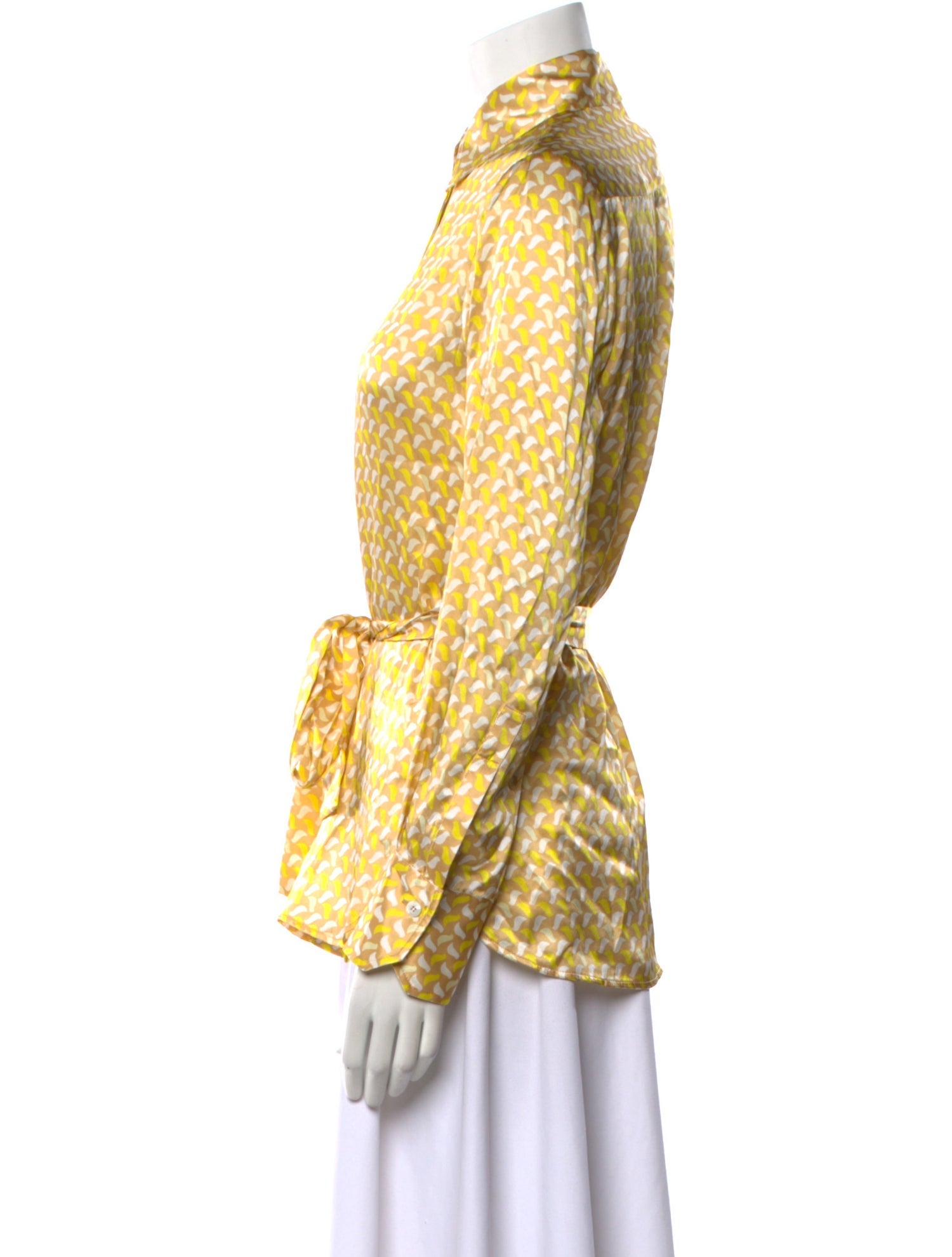 Kiton Silk Printed Button-Up Top w/ Tags