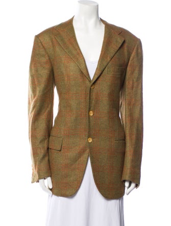 Kiton Cashmere Plaid Print Blazer