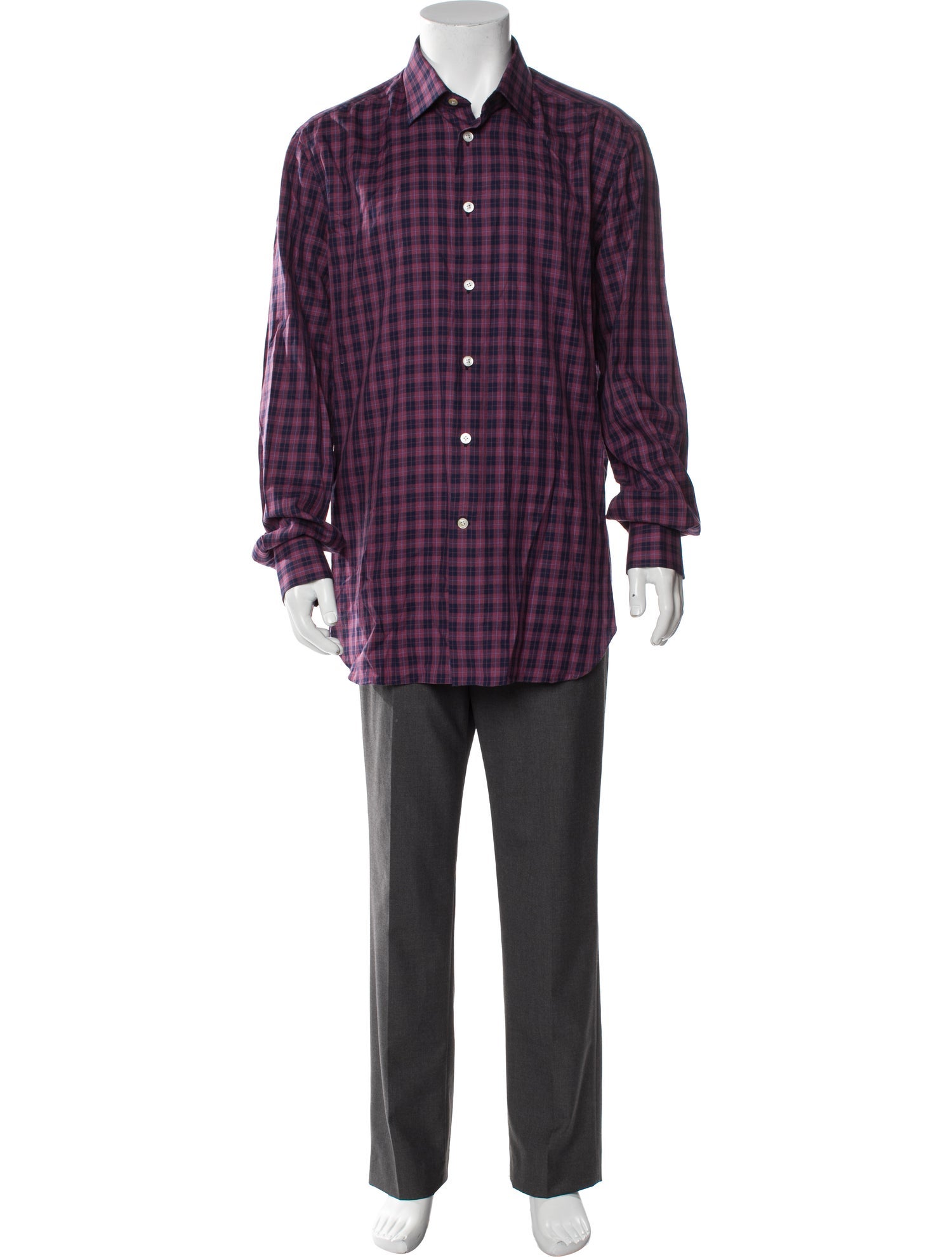 Kiton Plaid Print Long Sleeve Shirt
