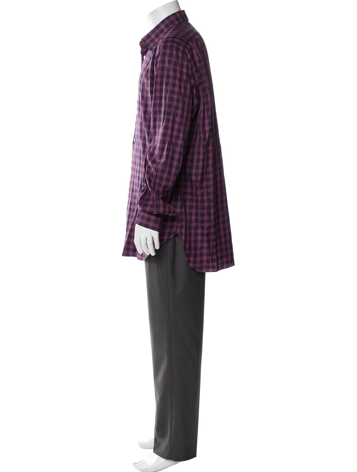 Kiton Plaid Print Long Sleeve Shirt