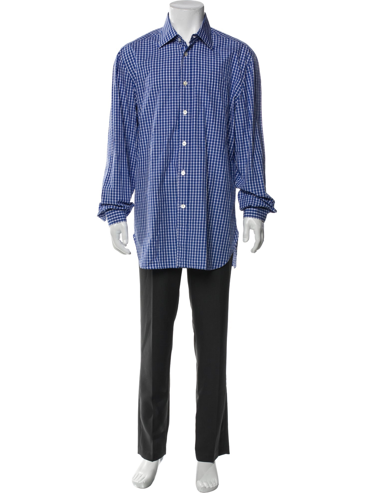 Kiton Plaid Print Long Sleeve Dress Shirt