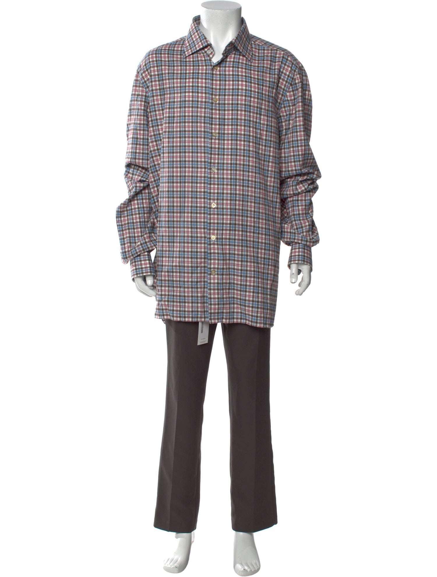 Kiton Plaid Print Long Sleeve Shirt
