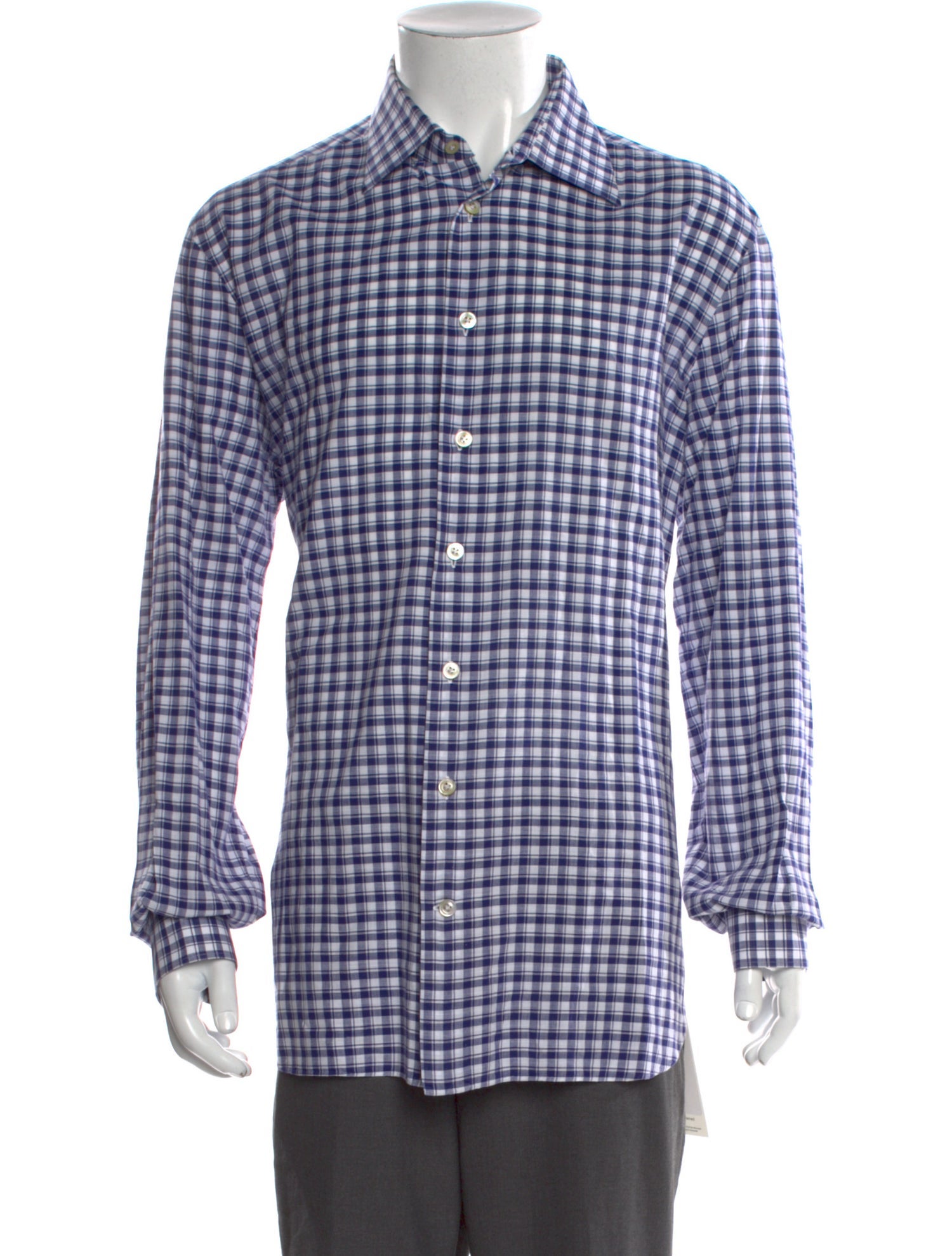 Kiton Plaid Print Long Sleeve Dress Shirt
