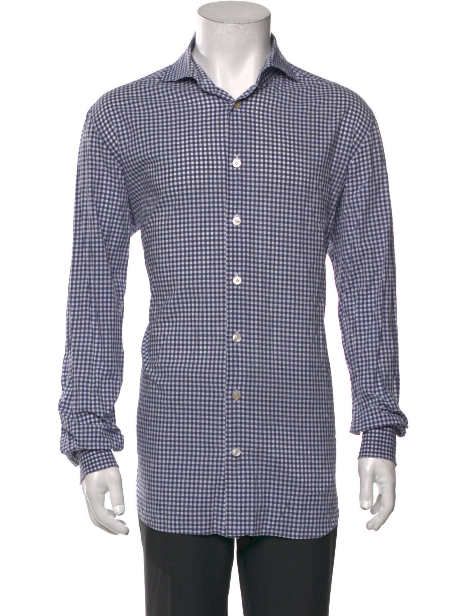 Kiton Plaid Print Long Sleeve Dress Shirt