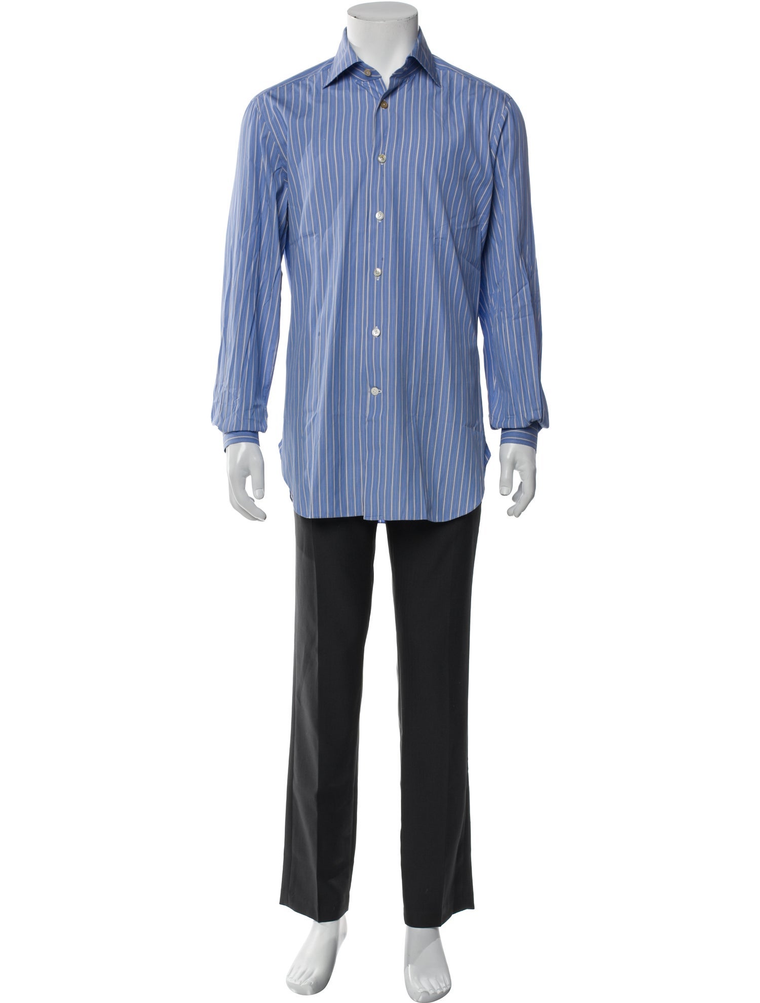 Kiton Striped Long Sleeve Dress Shirt