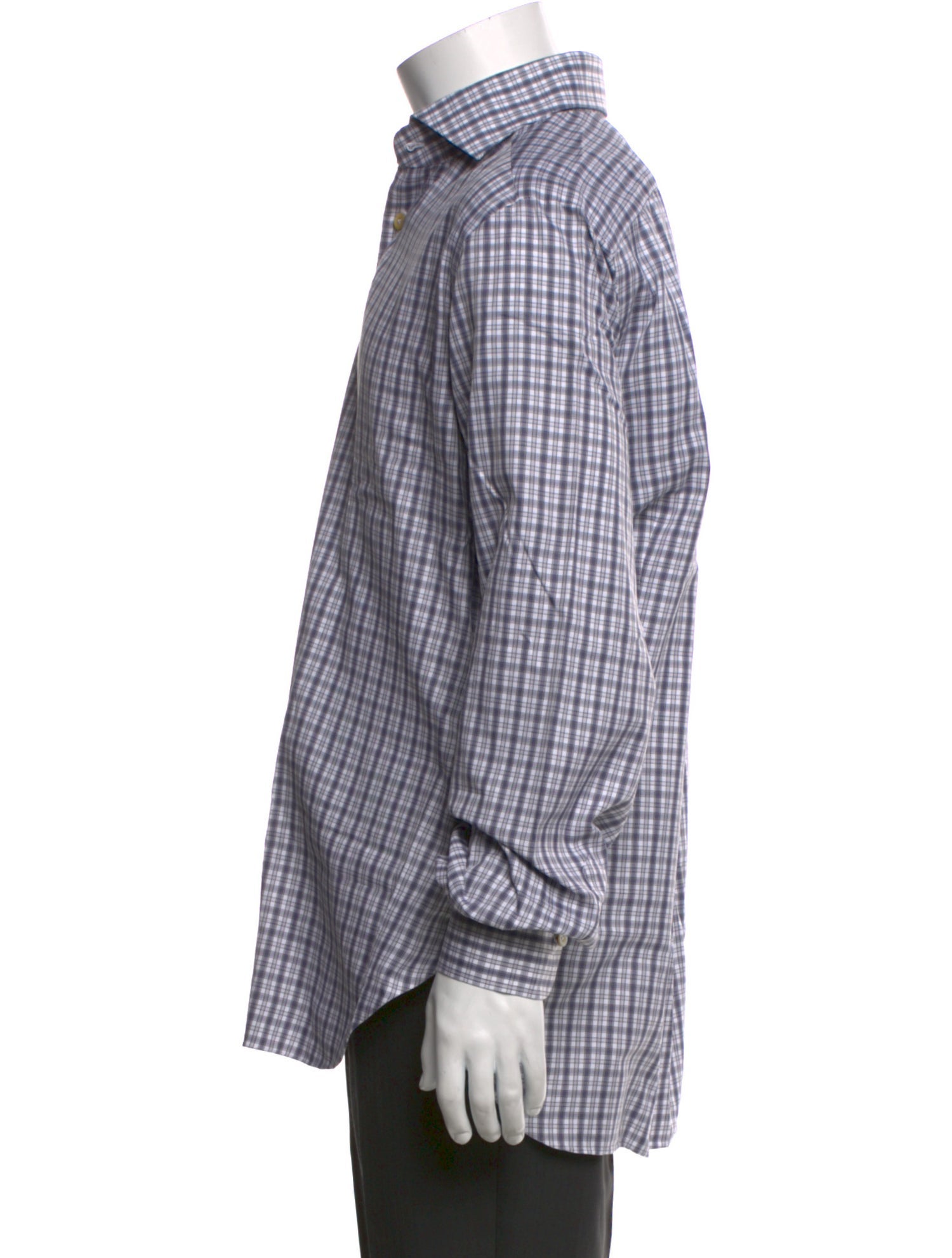 Kiton Plaid Print Long Sleeve Dress Shirt