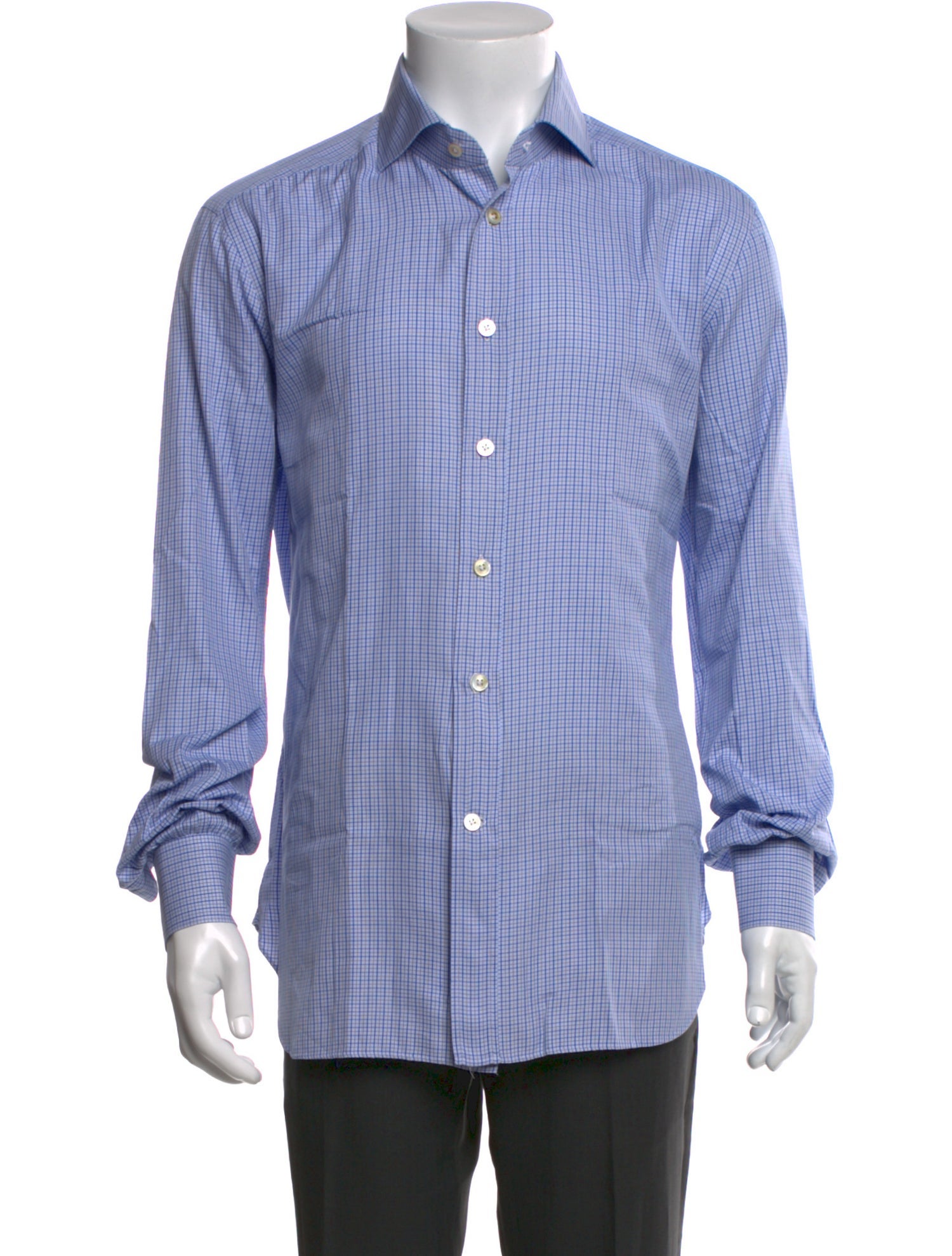 Kiton Plaid Print Long Sleeve Dress Shirt