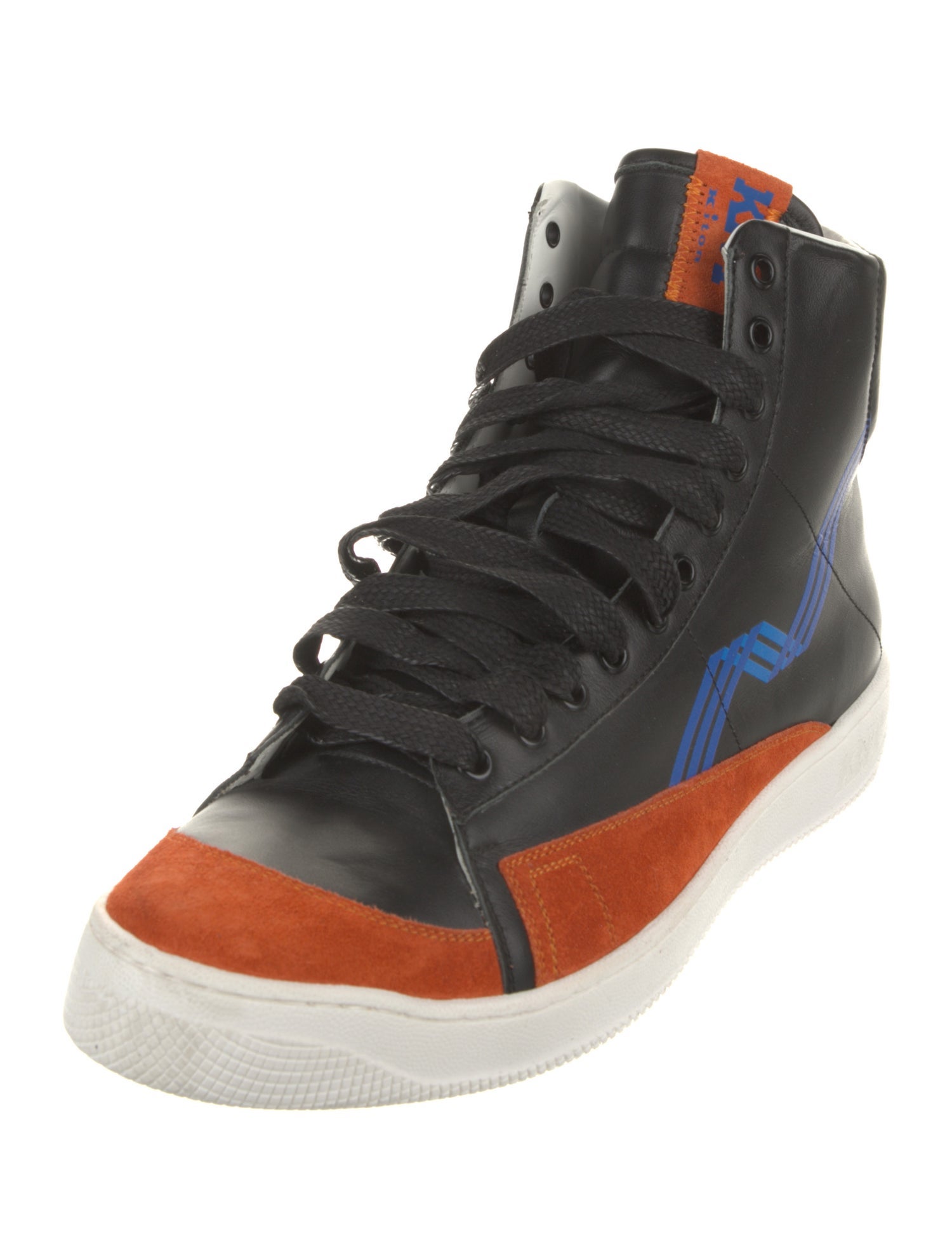Kiton Leather Colorblock Pattern Sneakers