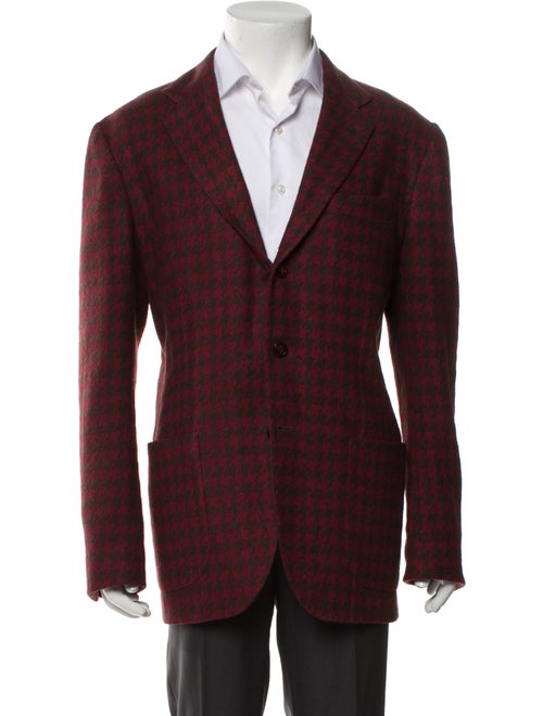 Kiton Cashmere Houndstooth Print Blazer