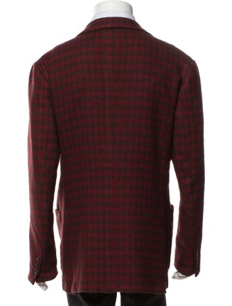 Kiton Cashmere Houndstooth Print Blazer