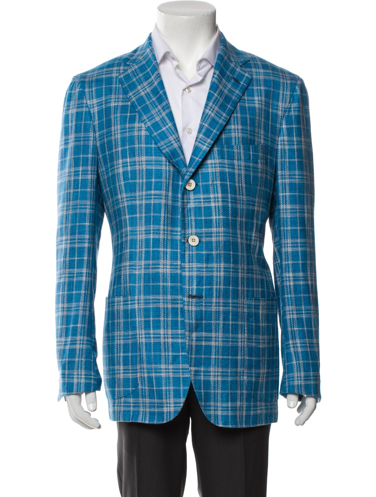 Kiton Plaid Print Blazer