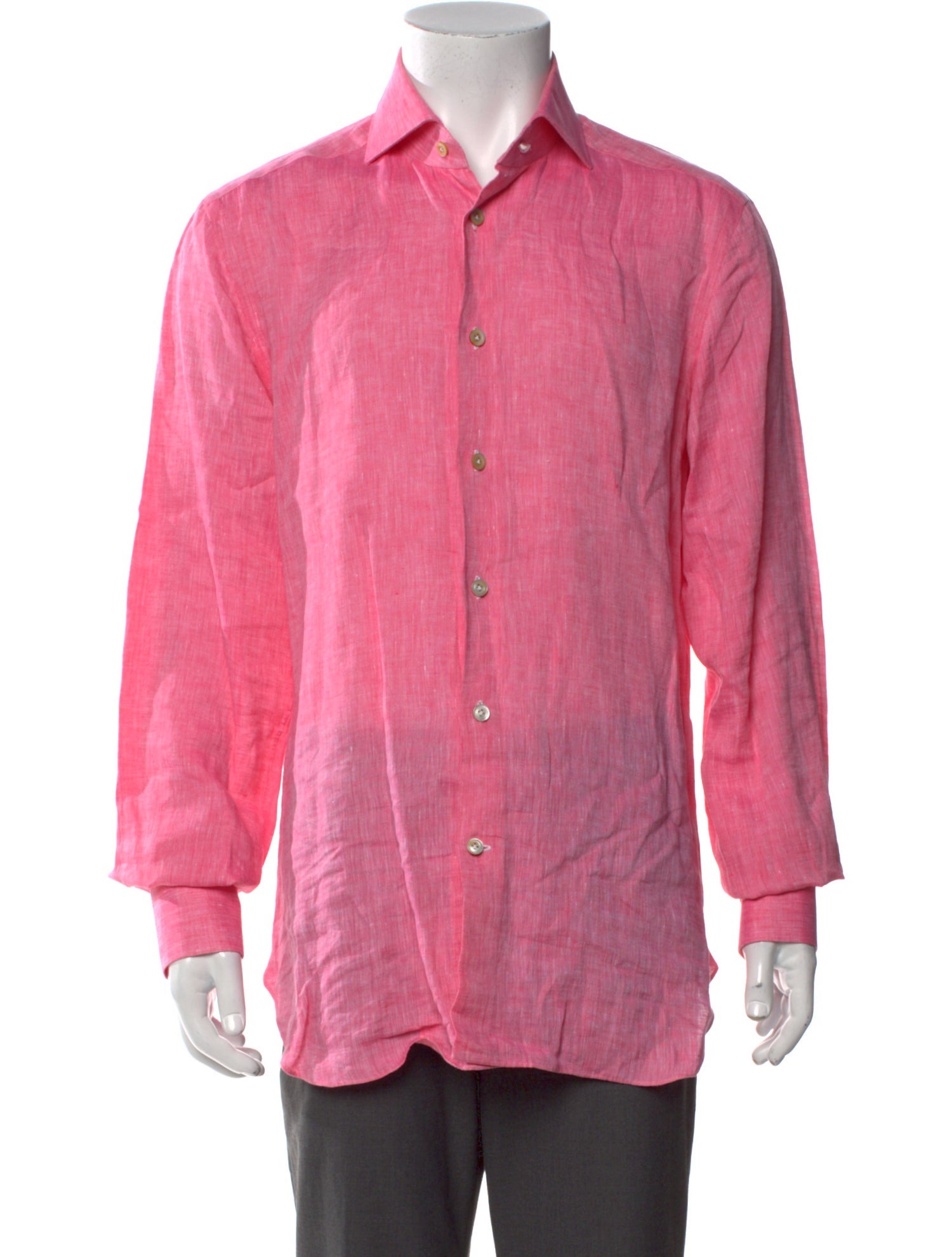 Kiton Linen Long Sleeve Dress Shirt