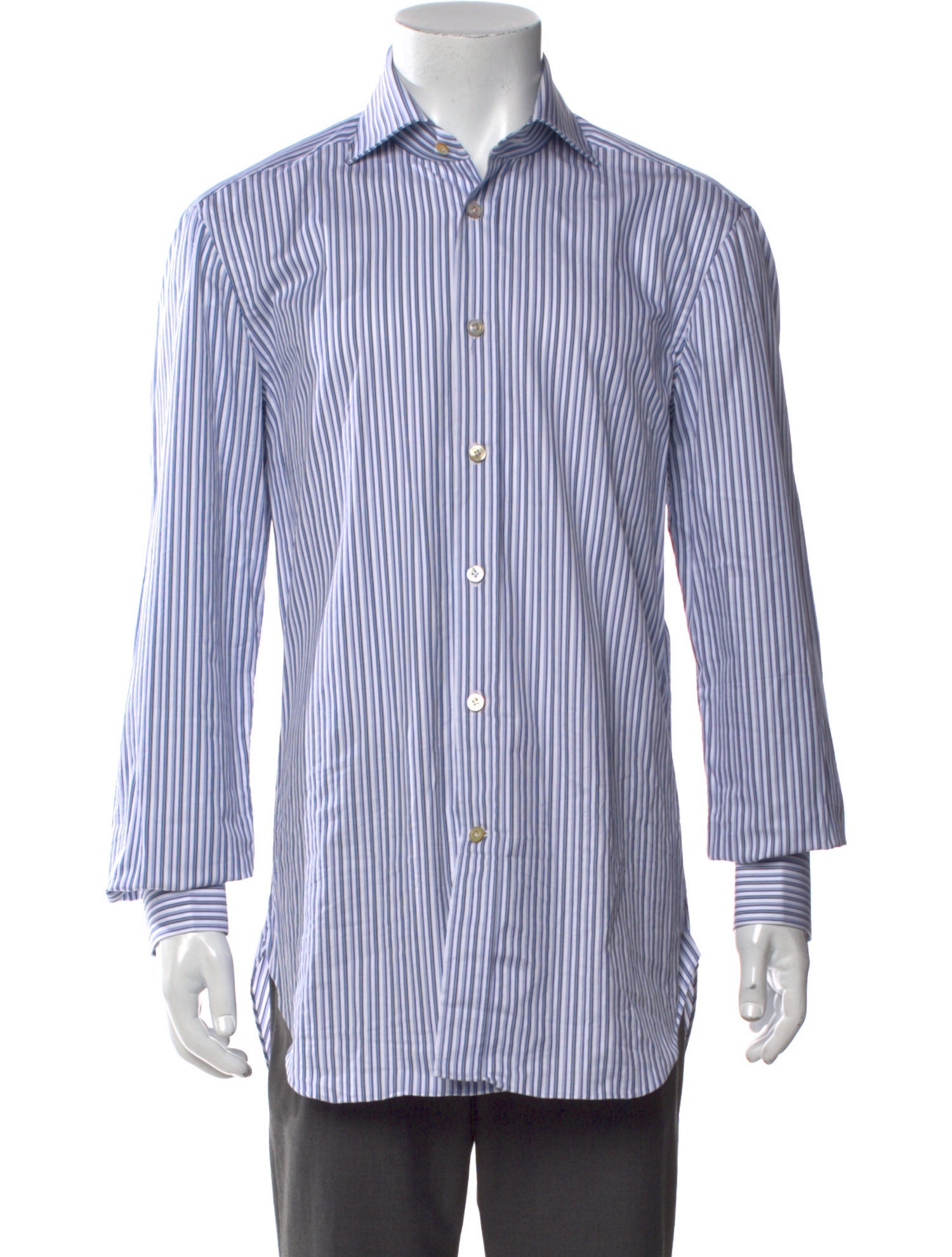 Kiton Striped Long Sleeve Dress Shirt
