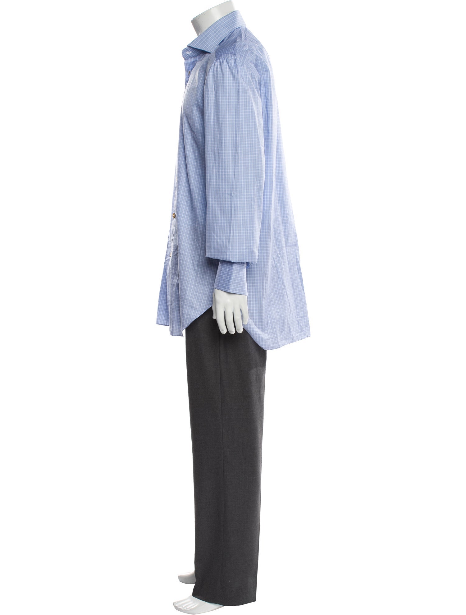 Kiton Plaid Print Long Sleeve Dress Shirt