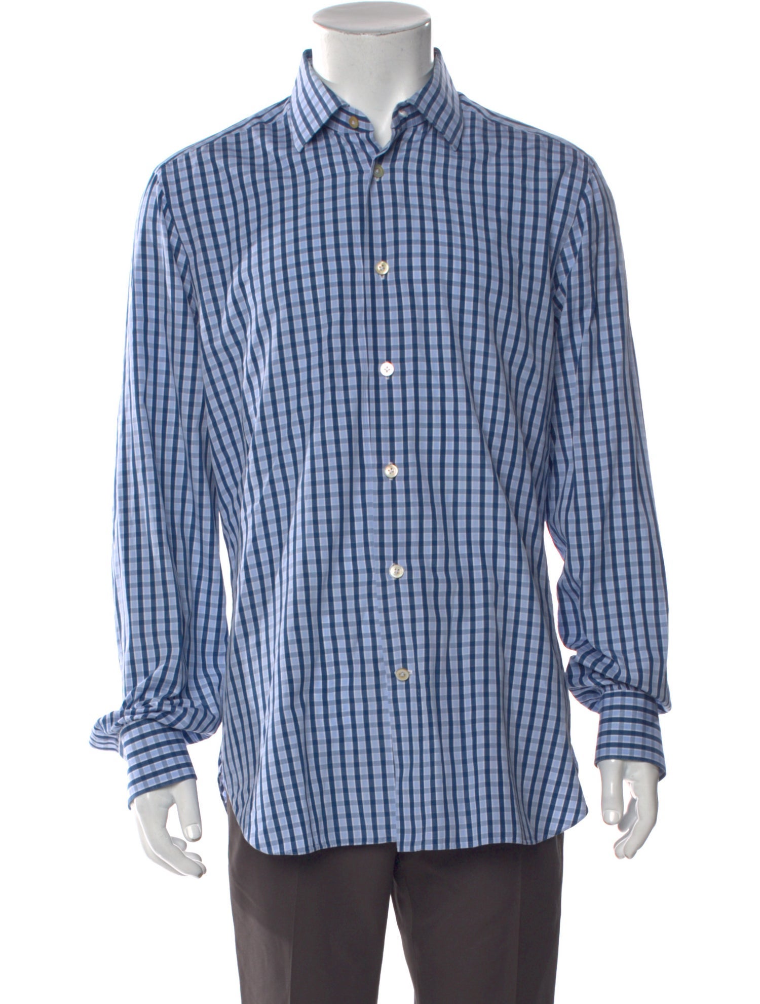 Kiton Plaid Print Long Sleeve Dress Shirt