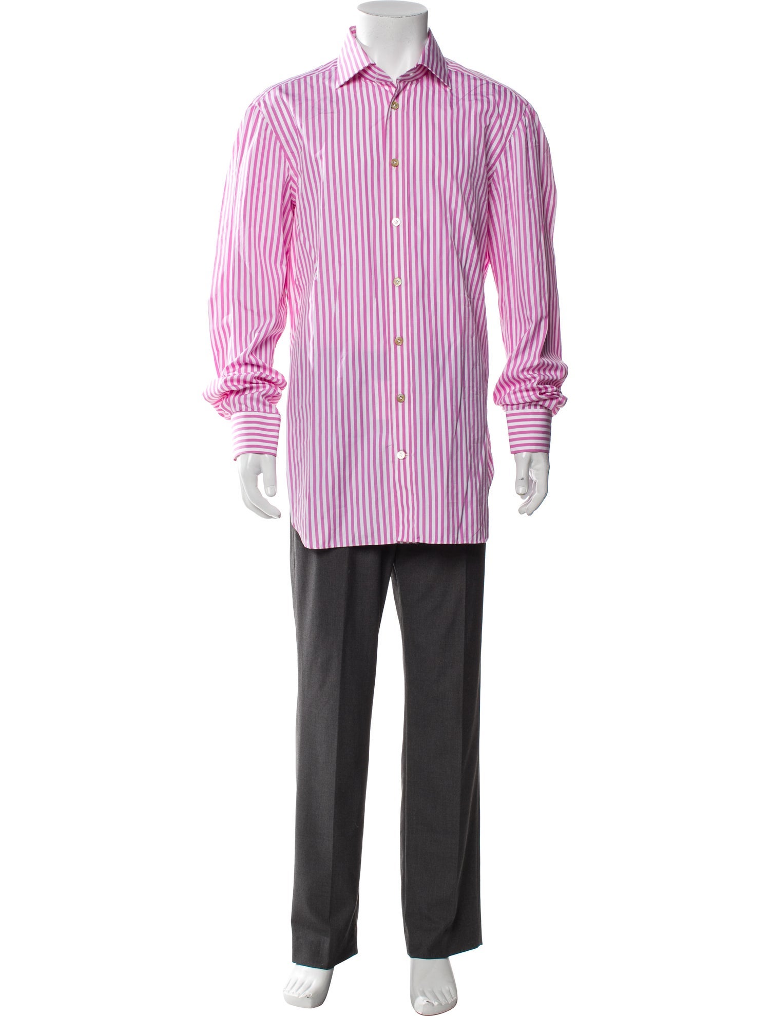 Kiton Striped Long Sleeve Dress Shirt