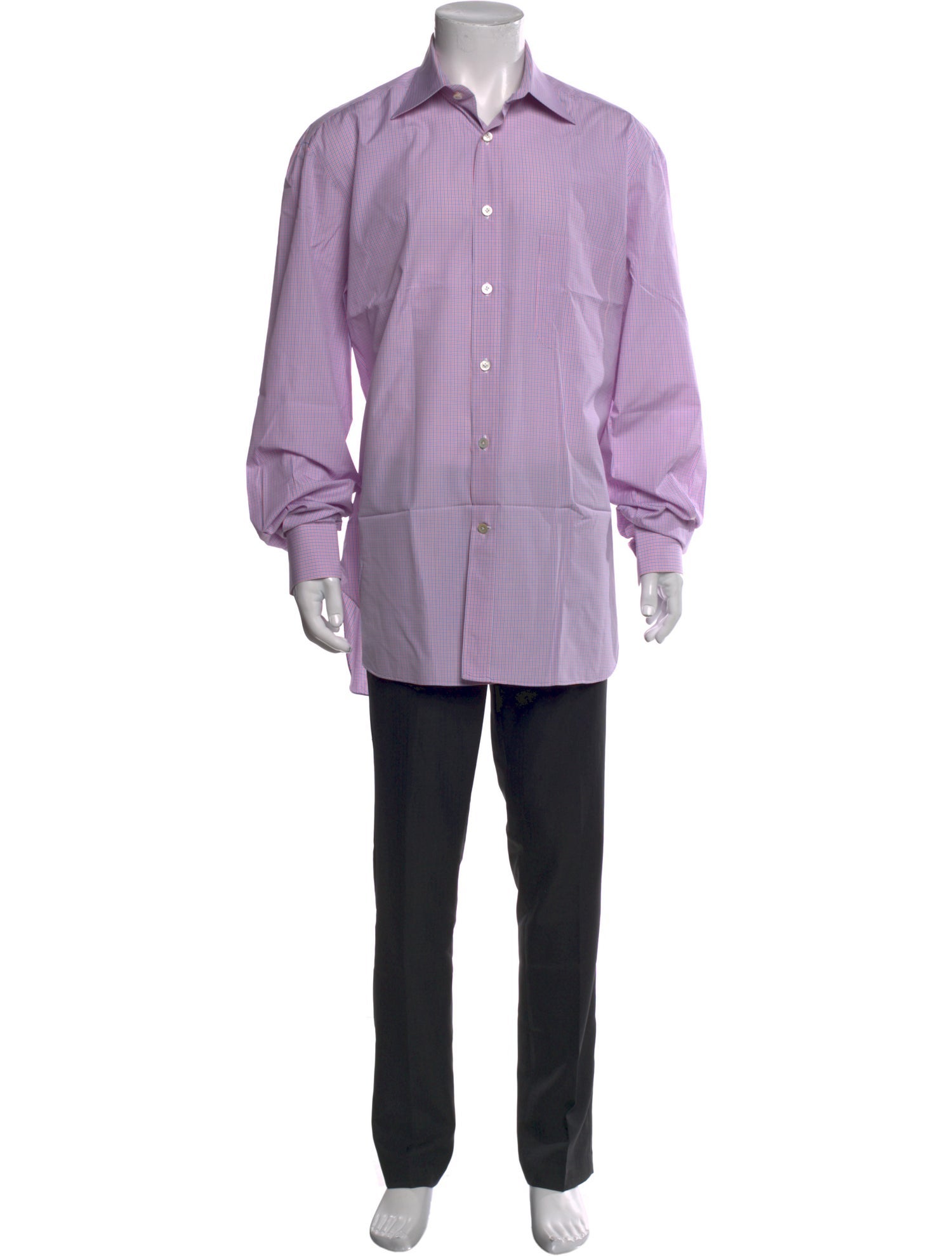 Kiton Plaid Print Long Sleeve Dress Shirt