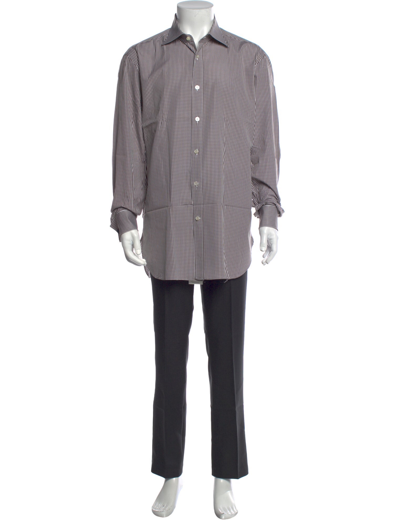 Kiton Plaid Print Long Sleeve Dress Shirt