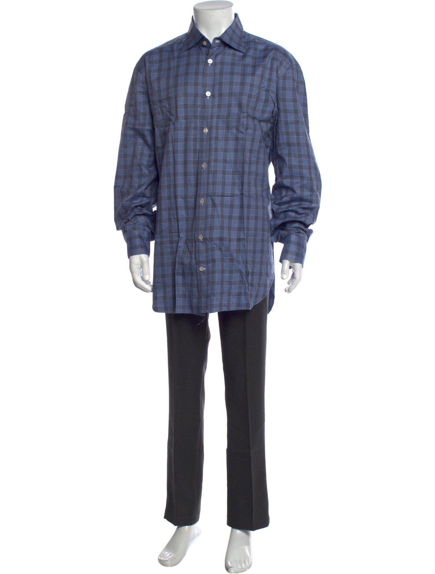 Kiton Plaid Print Long Sleeve Dress Shirt