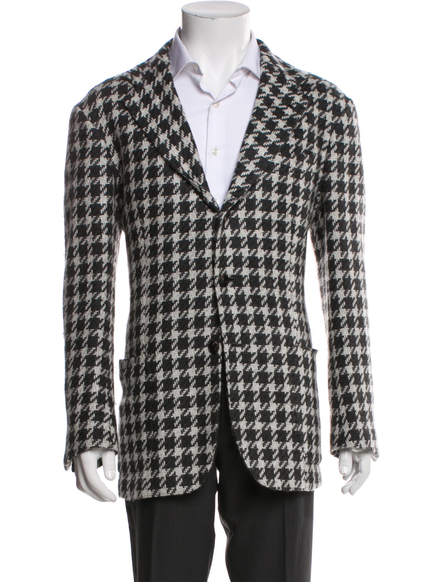 Kiton Cashmere Houndstooth Print Jacket