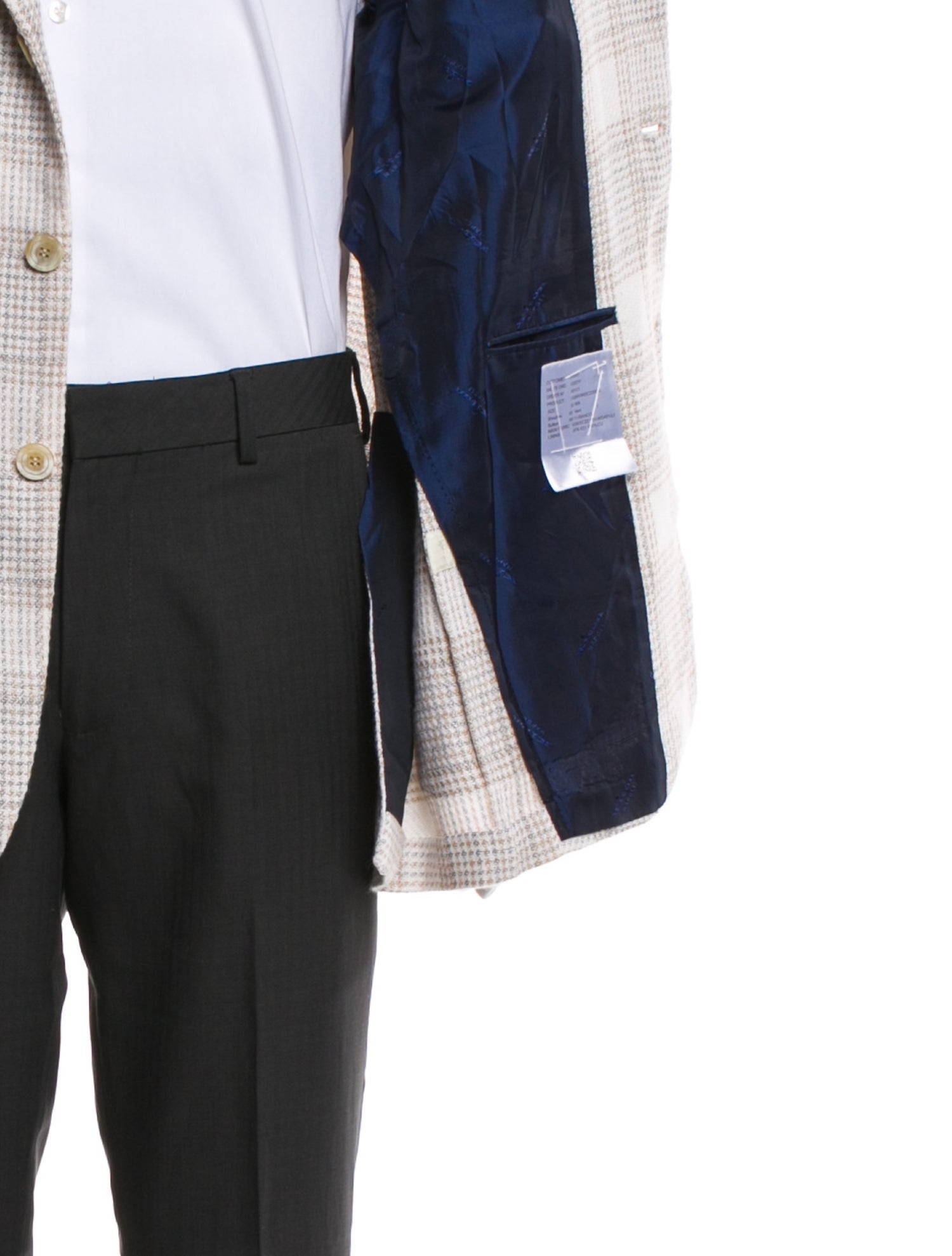 Kiton Cashmere Plaid Print Peacoat