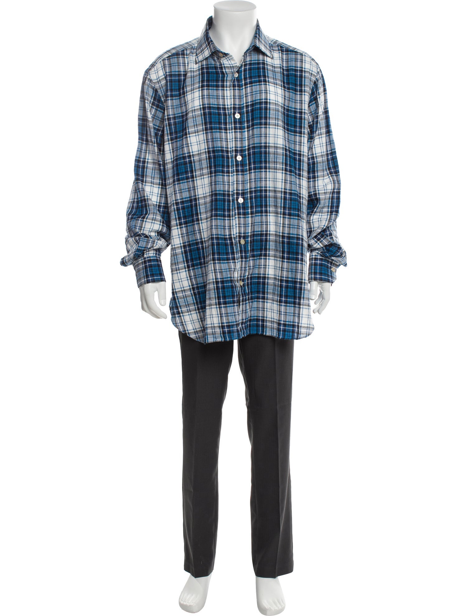 Kiton Plaid Print Long Sleeve Shirt