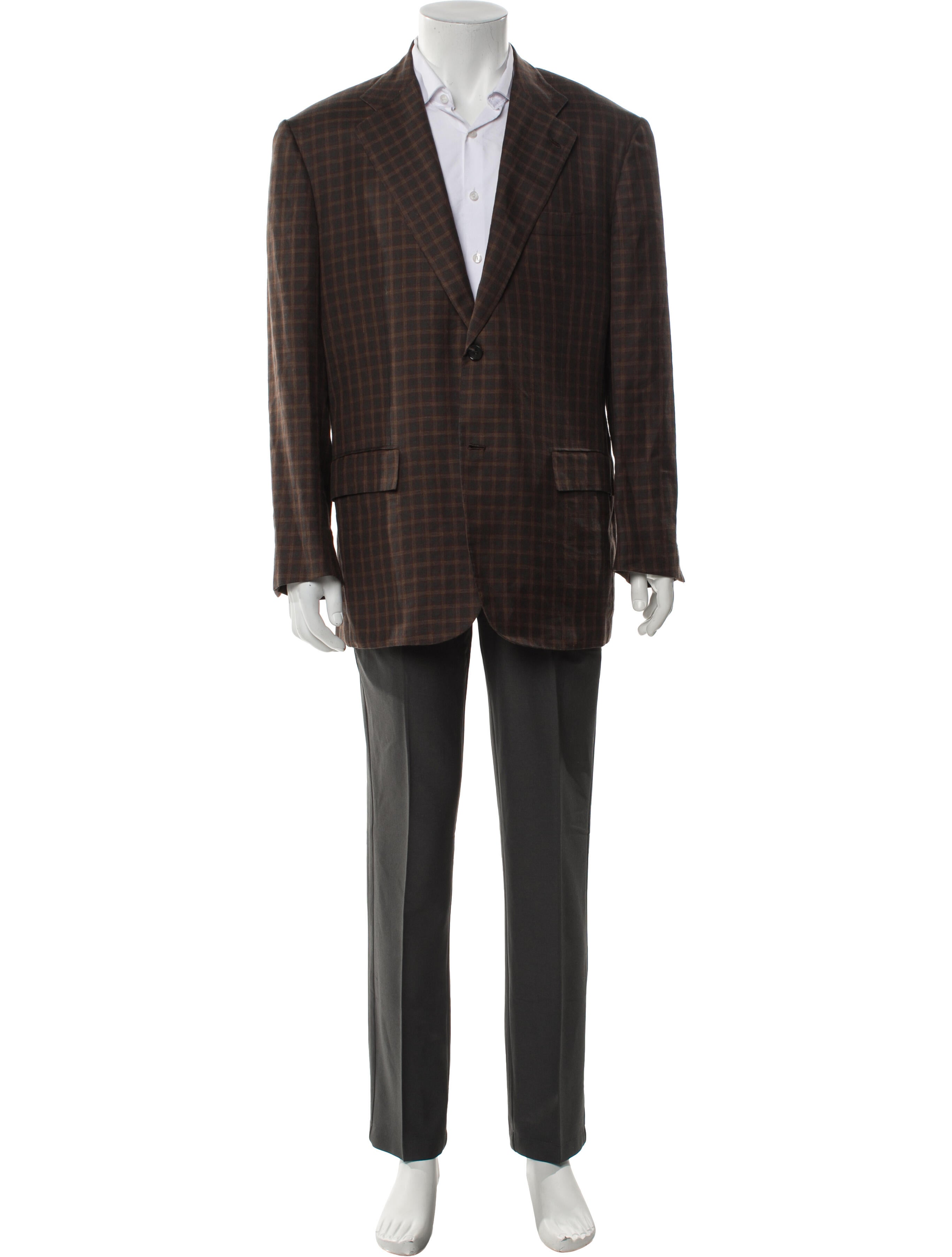 Kiton Cashmere Plaid Print Blazer