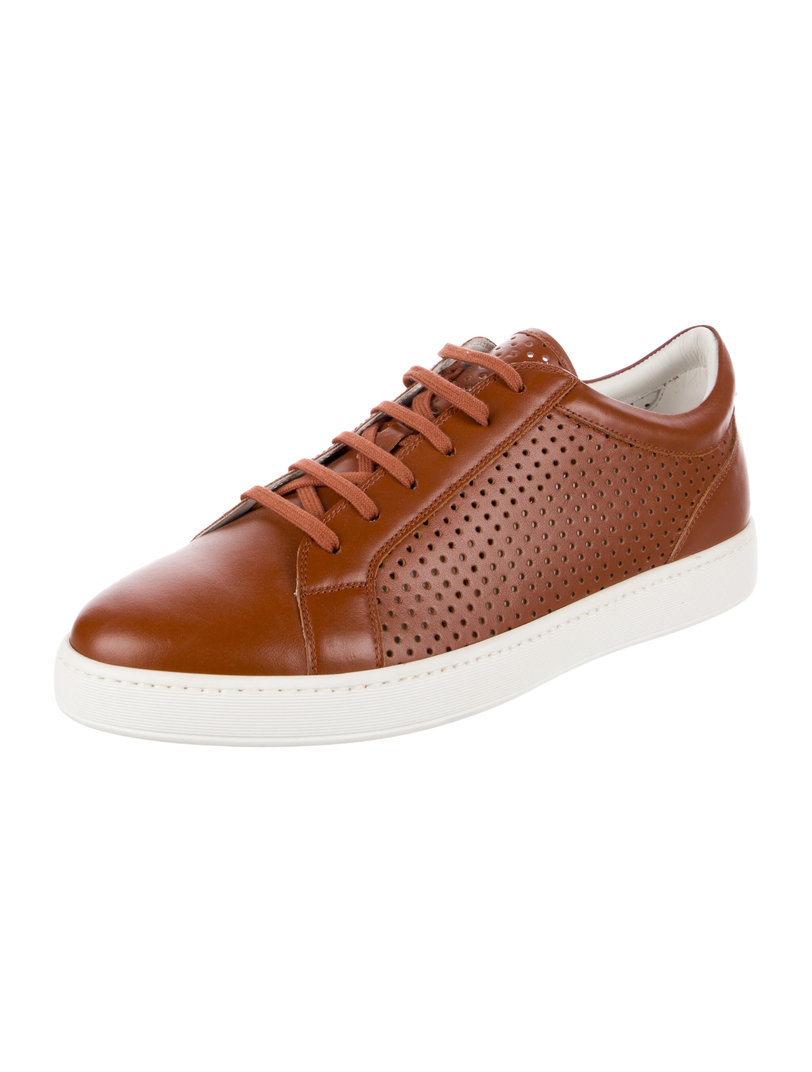 Kiton Leather Lasercut Accents Sneakers