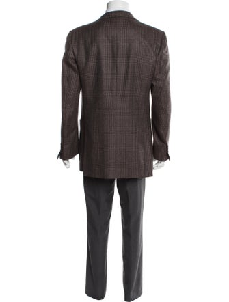 Kiton Cashmere Plaid Print Blazer