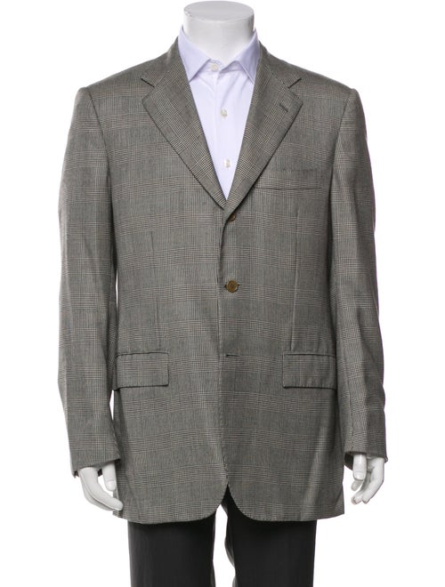 Kiton Cashmere Plaid Print Blazer