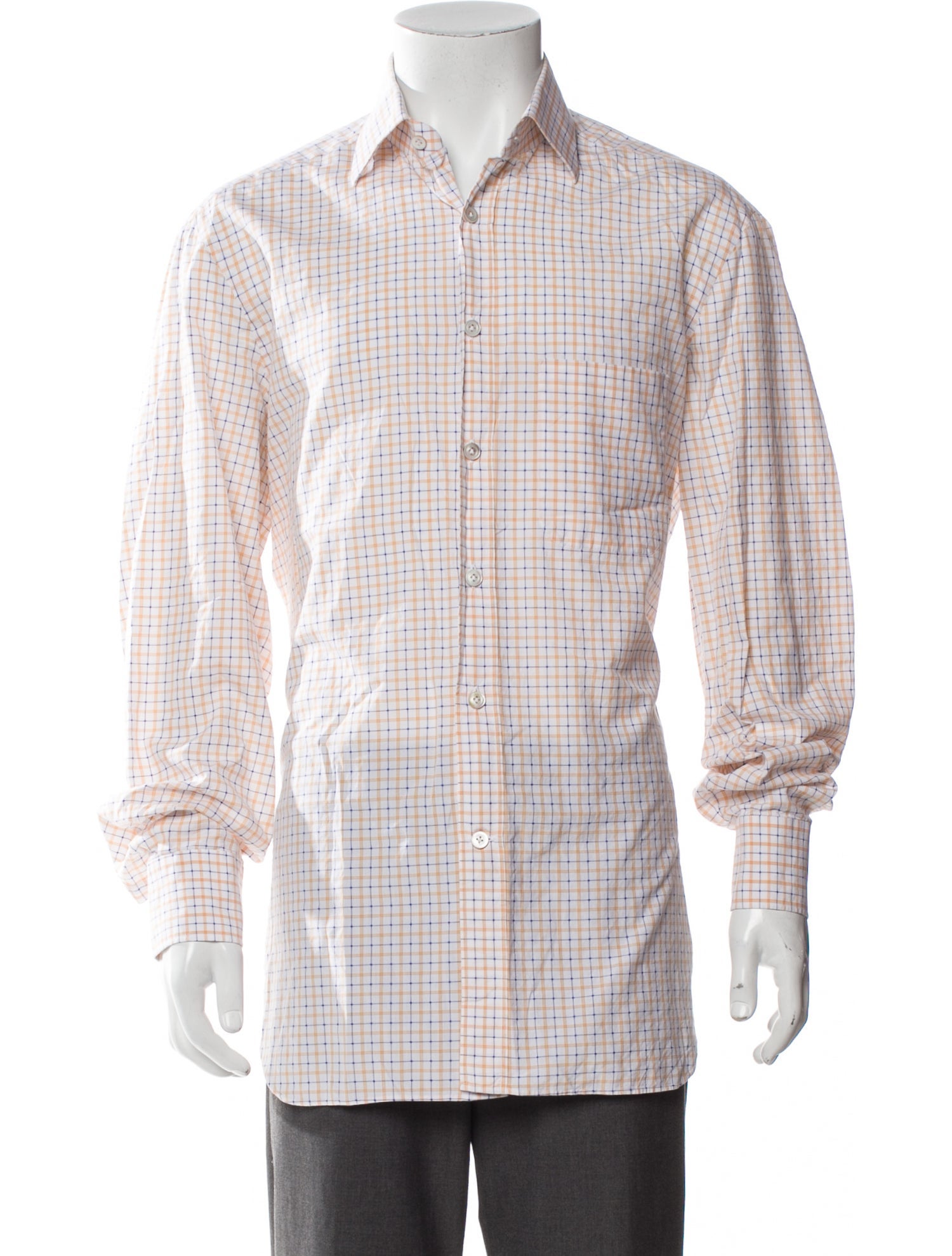 Kiton Plaid Print Long Sleeve Dress Shirt