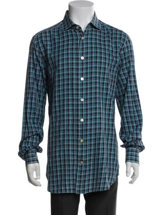 Kiton Plaid Print Long Sleeve Dress Shirt
