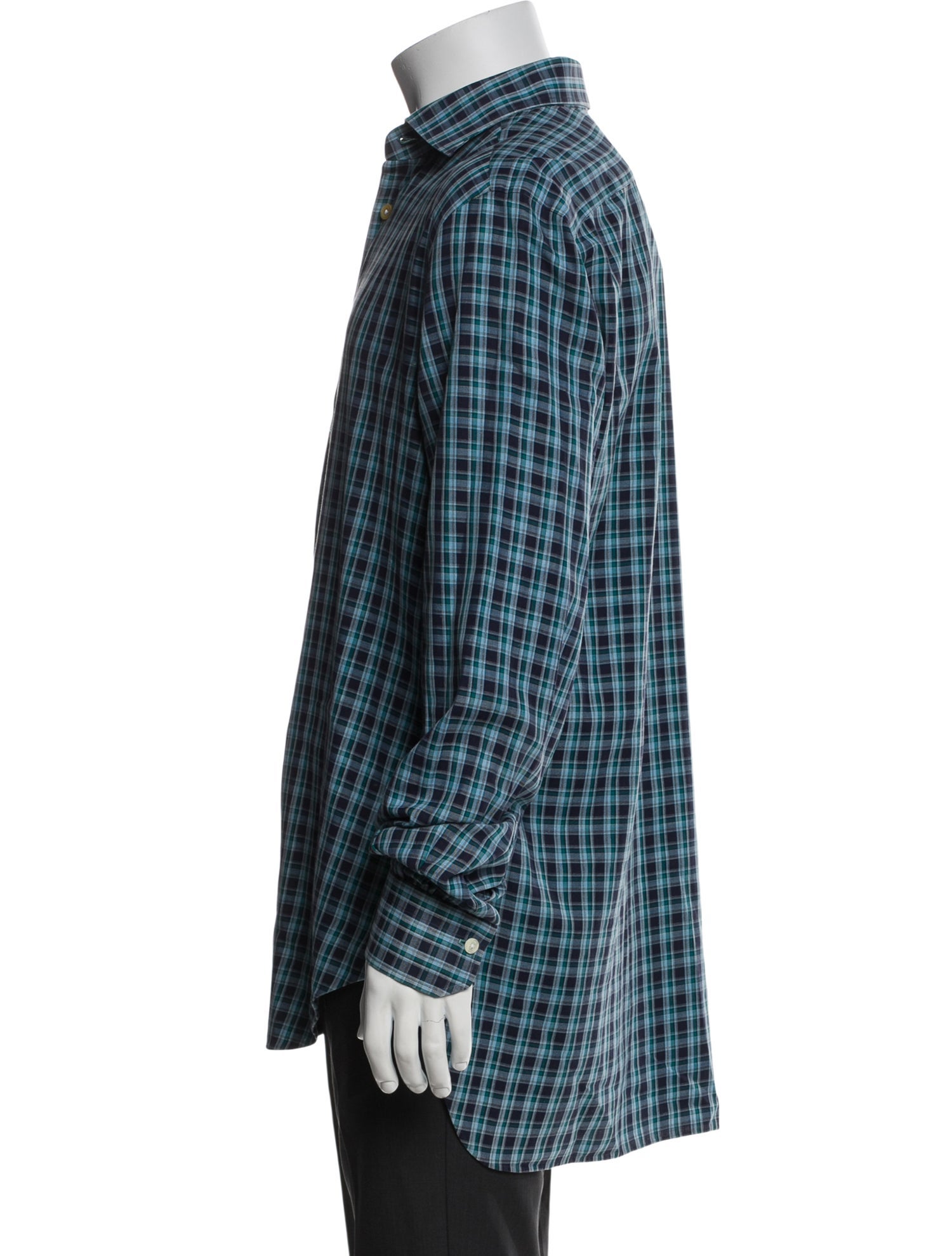 Kiton Plaid Print Long Sleeve Dress Shirt