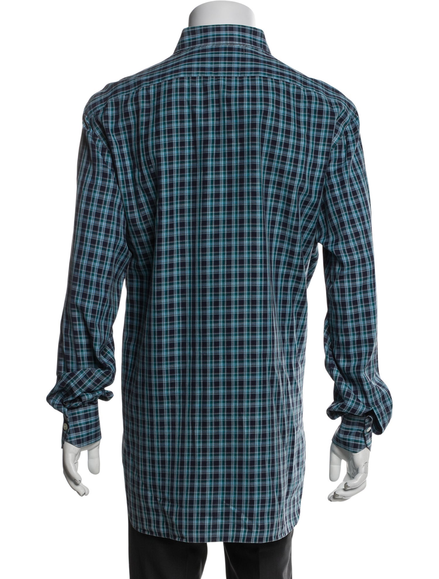 Kiton Plaid Print Long Sleeve Dress Shirt