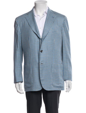 Kiton Cashmere Plaid Print Blazer
