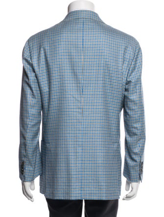 Kiton Cashmere Plaid Print Blazer