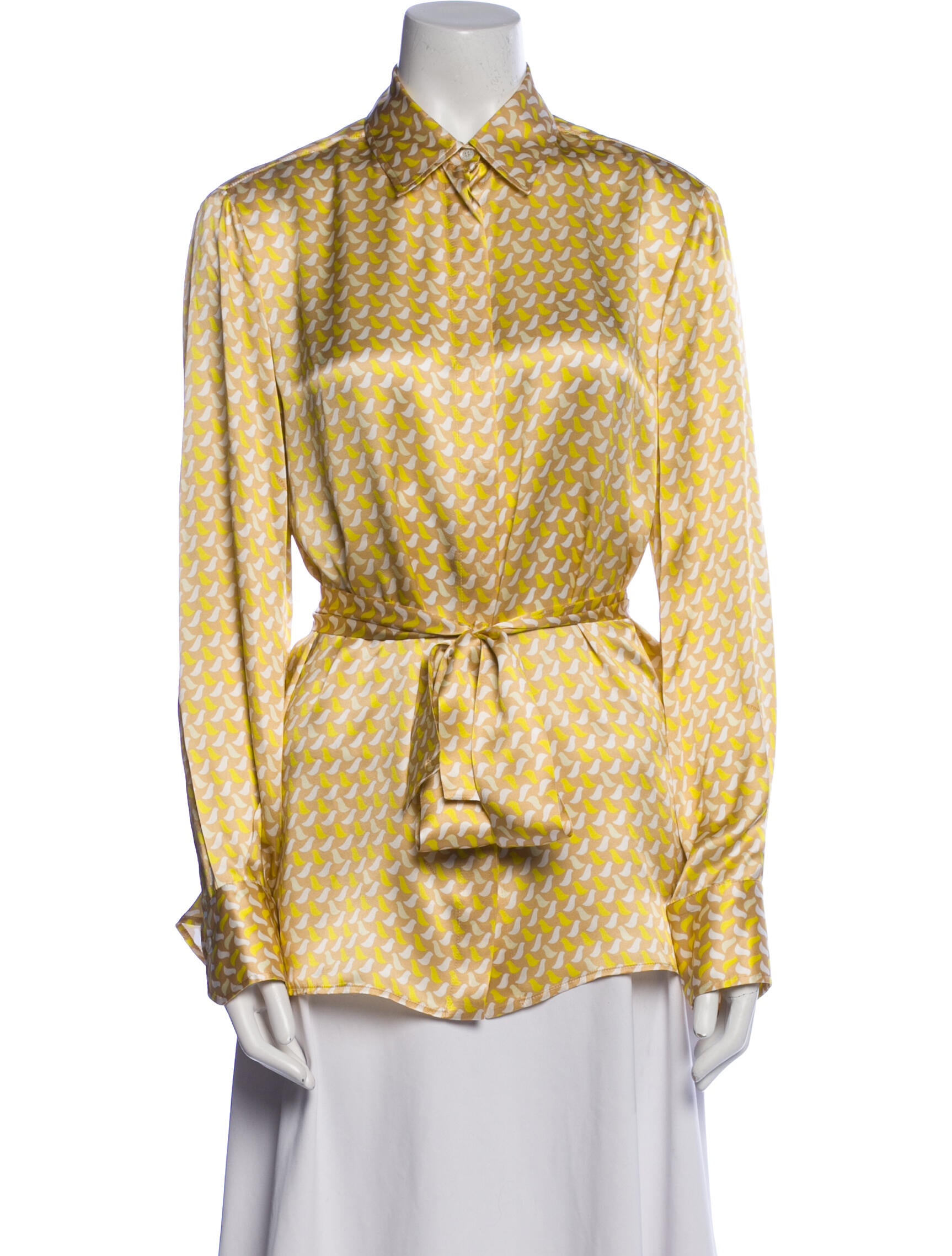 Kiton Silk Printed Button-Up Top