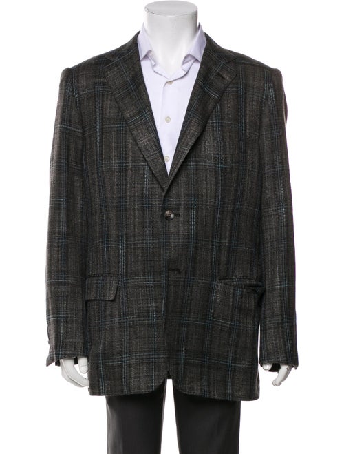 Kiton Cashmere Plaid Print Blazer