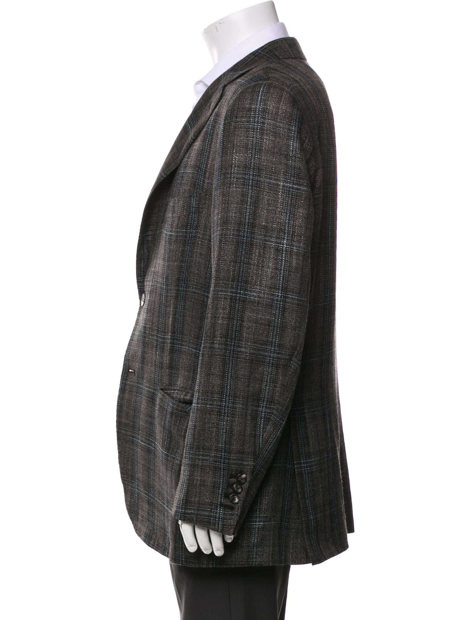 Kiton Cashmere Plaid Print Blazer