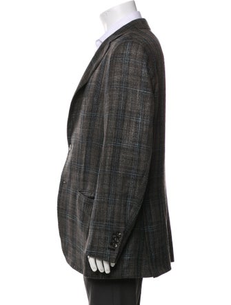 Kiton Cashmere Plaid Print Blazer