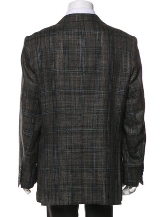 Kiton Cashmere Plaid Print Blazer